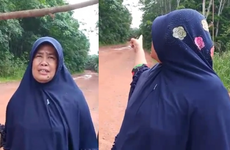 Kesal lahan belum di Ganti Rugi Maryani Portal Jalan Kubu 1