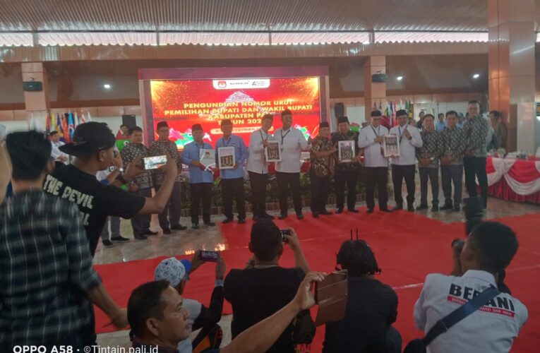 KPU Pali Gelar Rapat Pleno Terbuka pengundian dan Penetapan Nomor Urut Pasangan Bupati dan Wakil Bupati