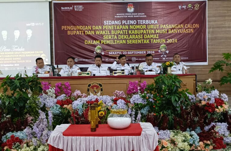 KPU Musi Banyuasin adakan Rapat Pleno Penetapan Nomor urut dan Deklarasi damai