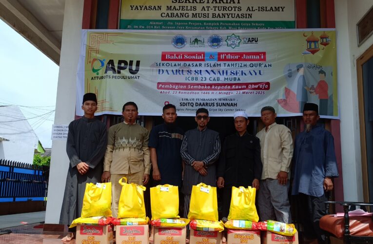 Yayasan Majelis At-Turots Al-Islamy Cab. Musi Banyuasin Bagikan 300 Paket Sembako