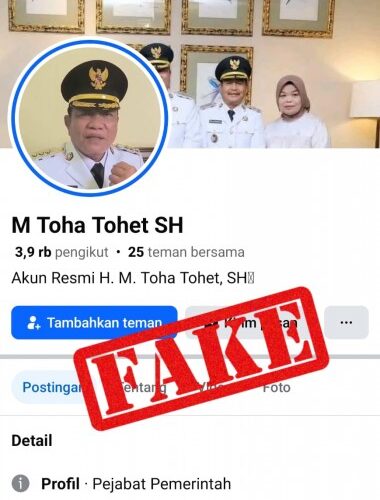 Hati-Hati! Waspadai Akun Facebook Palsu Mengatasnamakan Bupati H. M. Toha