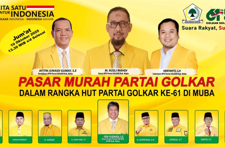 Hut Partai Golkar Adakan Pasar Murah dan Jalan Sehat Berikut Jadwalnya kegiatan DPD Golkar Muba