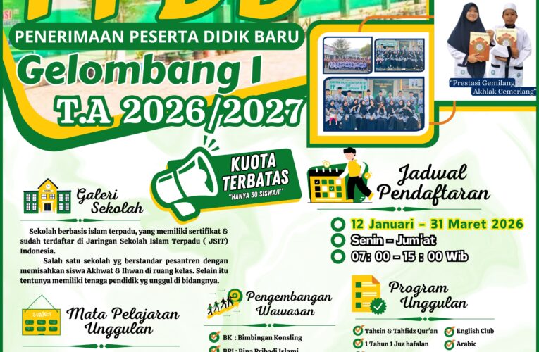 Mencetak Generasi Qurani, SMP IT An-Nuriyah Sekayu Buka Pendaftaran Siswa Baru Tahun Ajaran 2026/2027