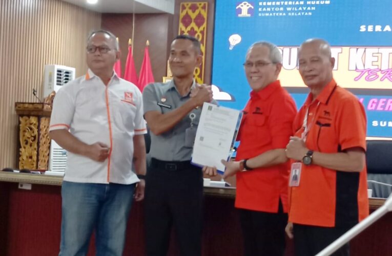 Tancap Gas 5 Bulan, Partai Gerakan Rakyat Sumsel Resmi Kantongi SKT dari Kanwil Kemenkum